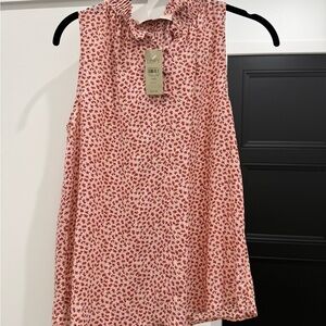 LOFT Red Floral Sleeveless Blouse